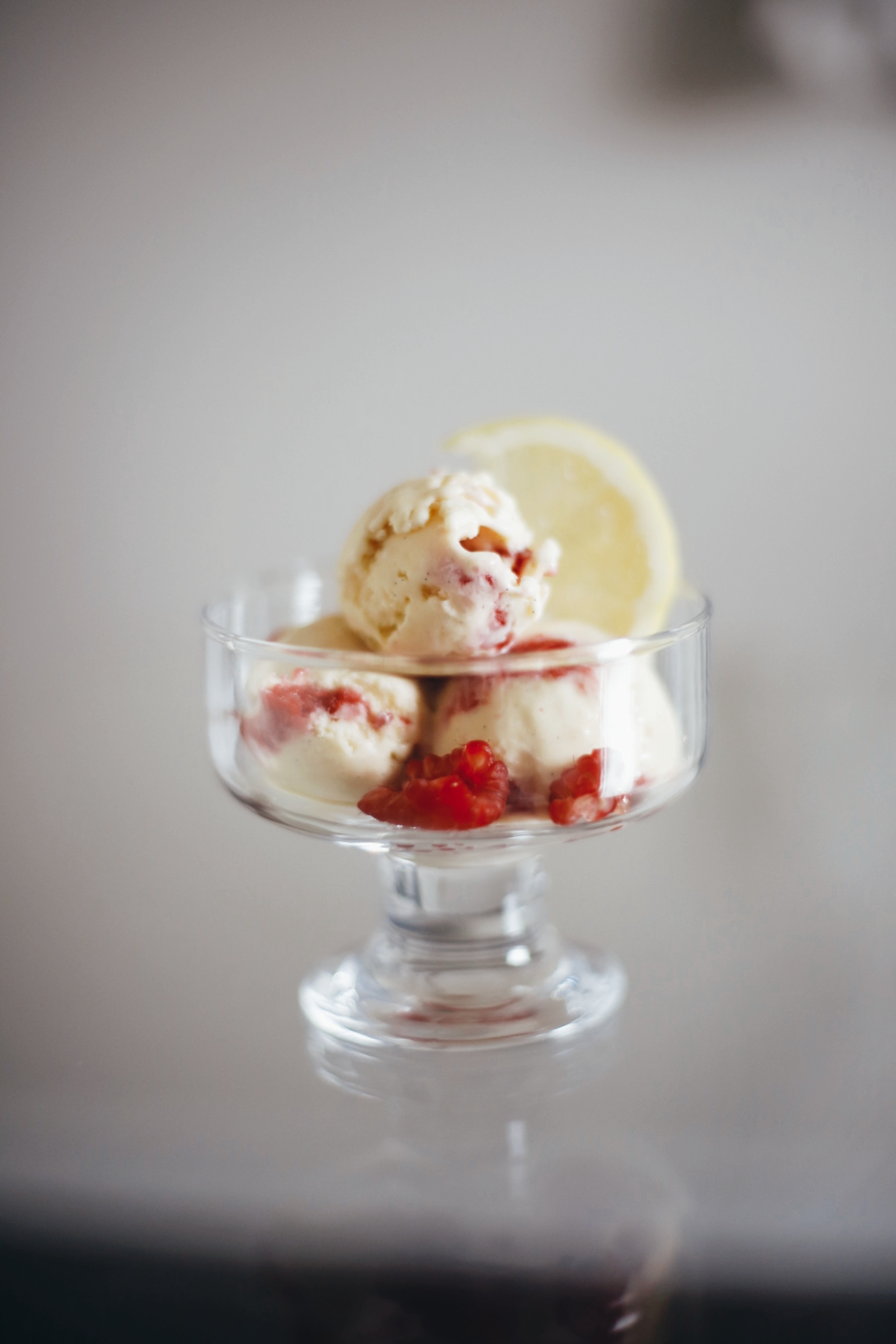 Homemade Vanilla Bean Ice Cream Recipe with Raspberry and Lemon Curd